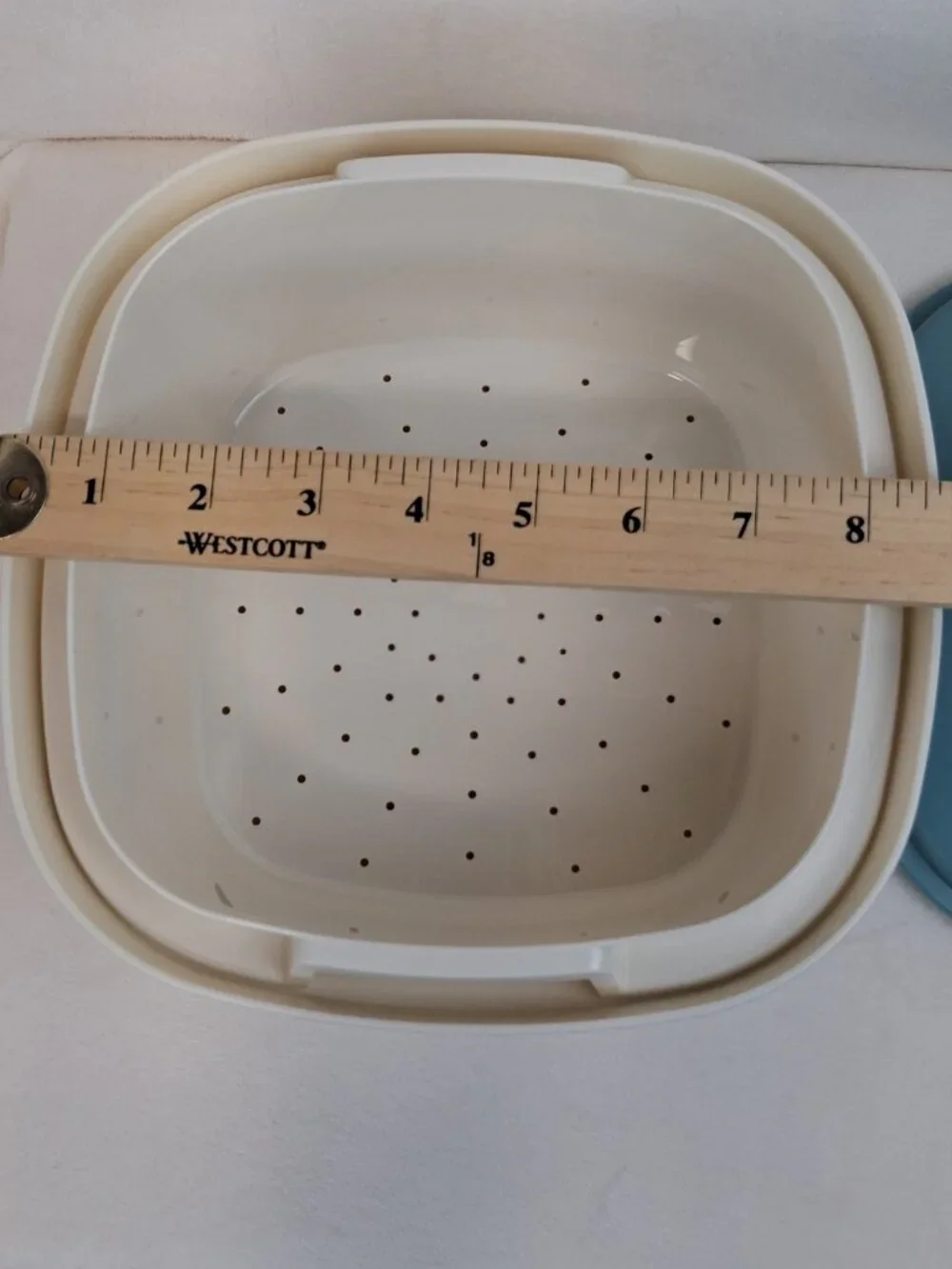 Tupperware Vintage Square Multi‎ Server Microwave Steamer Teal & Ivory 3 Pieces